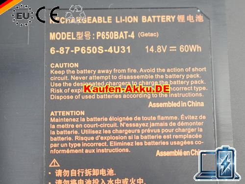 Images 2 Of EU Neu Echt Clevo P650bat-4 6-87-p650s-4u31 Für Clevo P650sg P650sa P650se Laptop 14.8v 60wh