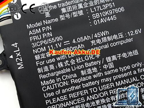  Images 2 Of EU Autentico L17l3p51 Batteria Lenovo 01av445 Li-polymer 11.1v 45wh Sb10k97606